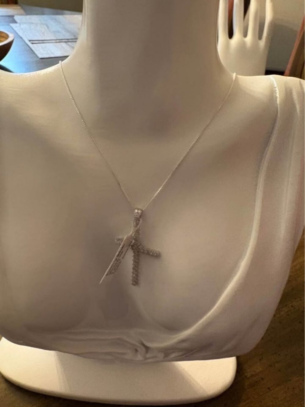 Sterling Silver Moissanite Cross Pendant Necklace Combo